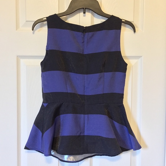 Banana Republic Tank Shell Blue Black Stripe Size 0 - Picture 3 of 6